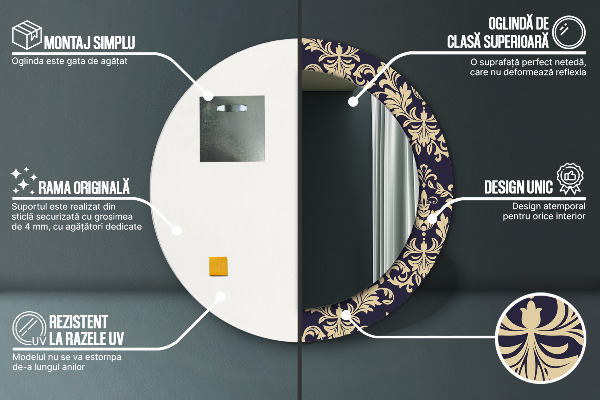 Runder spiegel aufdruck Blumenmuster