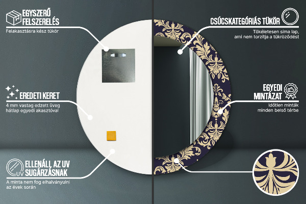 Runder spiegel aufdruck Blumenmuster