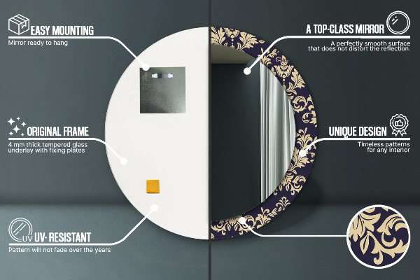 Runder spiegel aufdruck Blumenmuster