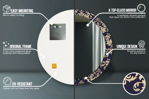 Runder spiegel aufdruck Blumenmuster