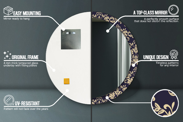 Runder spiegel aufdruck Blumenmuster