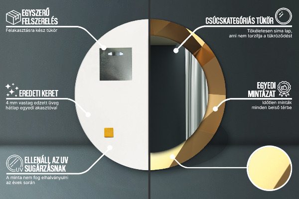Runder spiegel mit dekoration Gold Abstraktion