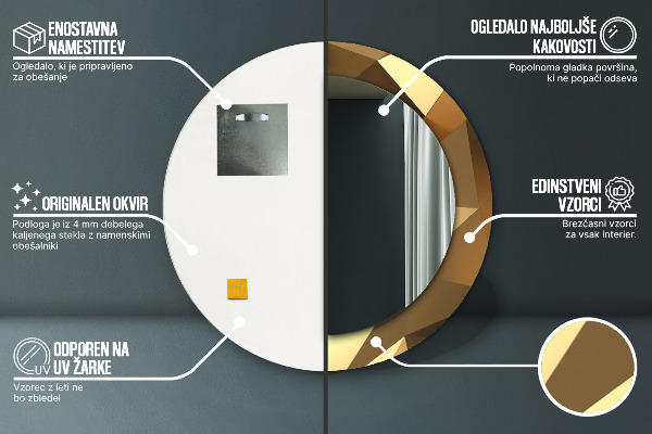 Runder spiegel mit dekoration Gold Abstraktion