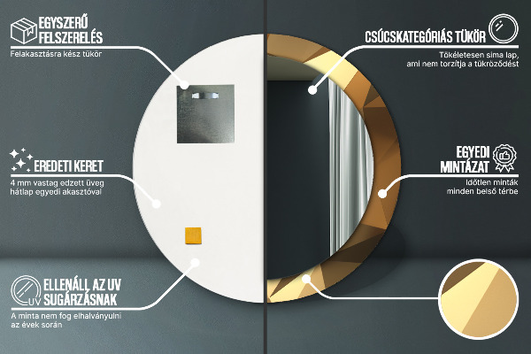 Runder spiegel mit dekoration Gold Abstraktion