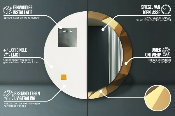 Runder spiegel mit dekoration Gold Abstraktion