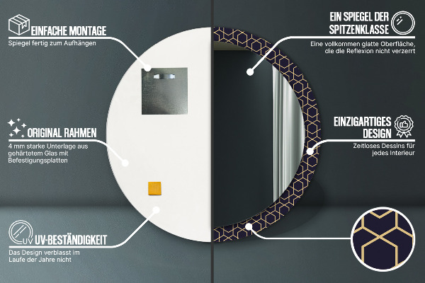 Runder spiegel mit dekoration Zusammenfassung geometrisch