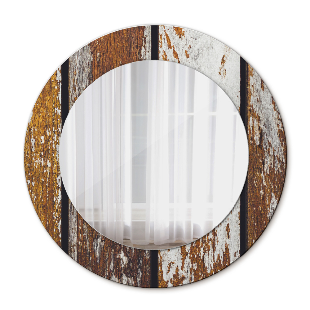 Runder spiegel mit dekoration Dunkles Vintage-Holz