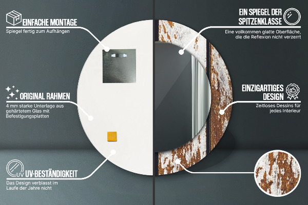 Runder spiegel mit dekoration Dunkles Vintage-Holz