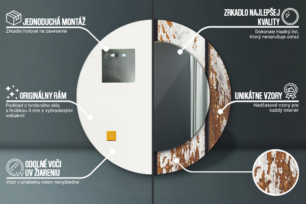 Runder spiegel mit dekoration Dunkles Vintage-Holz