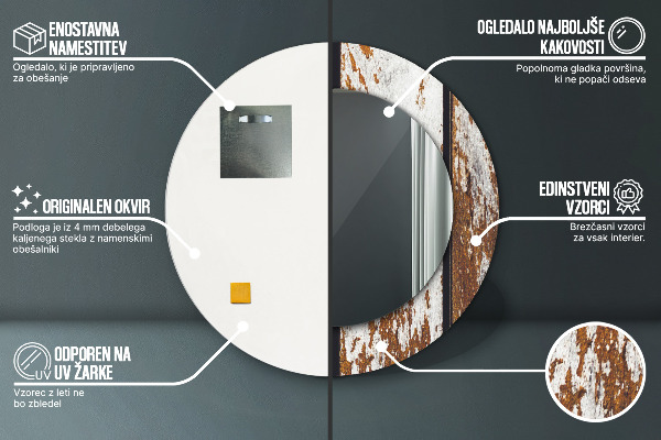 Runder spiegel mit dekoration Dunkles Vintage-Holz