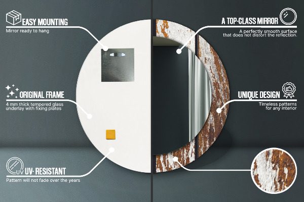 Runder spiegel mit dekoration Dunkles Vintage-Holz