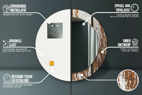 Runder spiegel mit dekoration Dunkles Vintage-Holz