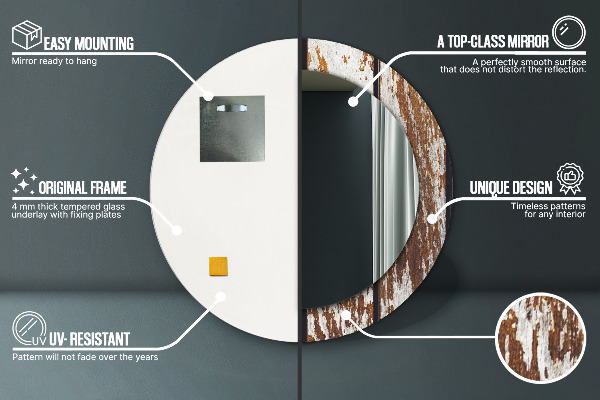 Runder spiegel mit dekoration Dunkles Vintage-Holz