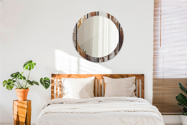 Runder spiegel mit dekoration Dunkles Vintage-Holz