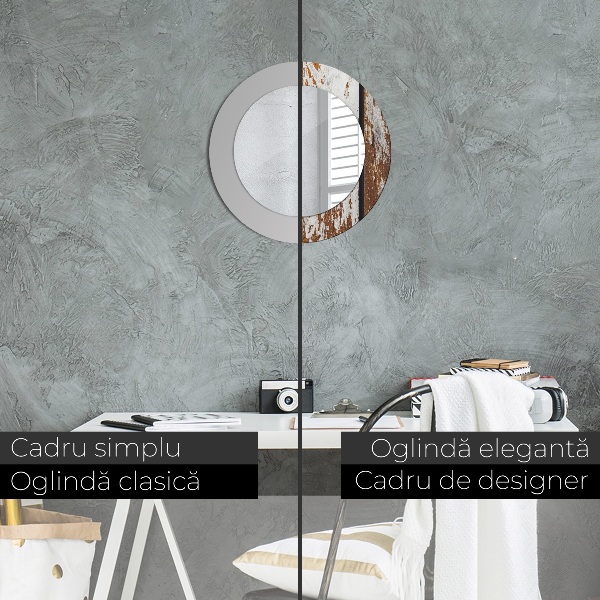 Runder spiegel mit dekoration Dunkles Vintage-Holz