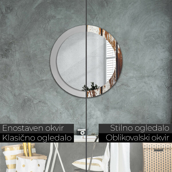 Runder spiegel mit dekoration Dunkles Vintage-Holz