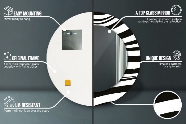 Runder spiegel mit dekoration Abstrakte Welle