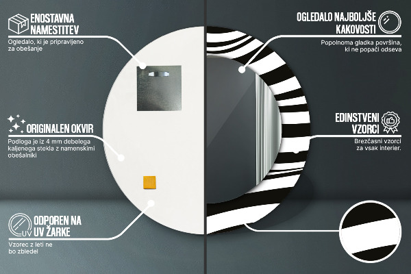 Runder spiegel mit dekoration Abstrakte Welle