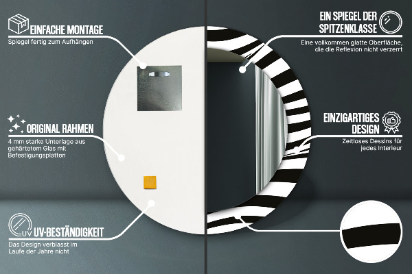 Runder spiegel mit dekoration Abstrakte Welle