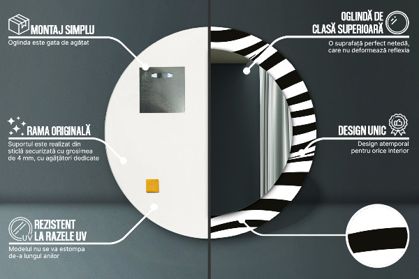 Runder spiegel mit dekoration Abstrakte Welle