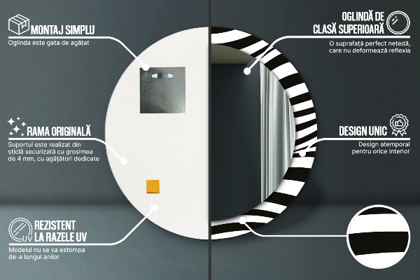 Runder spiegel mit dekoration Abstrakte Welle