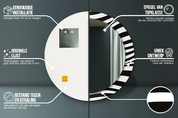 Runder spiegel mit dekoration Abstrakte Welle