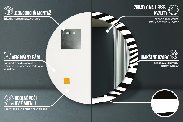 Runder spiegel mit dekoration Abstrakte Welle