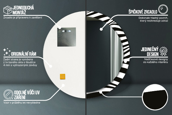 Runder spiegel mit dekoration Abstrakte Welle