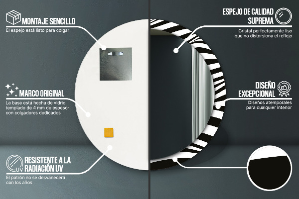 Runder spiegel mit dekoration Abstrakte Welle