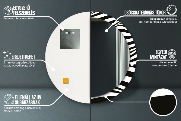 Runder spiegel mit dekoration Abstrakte Welle