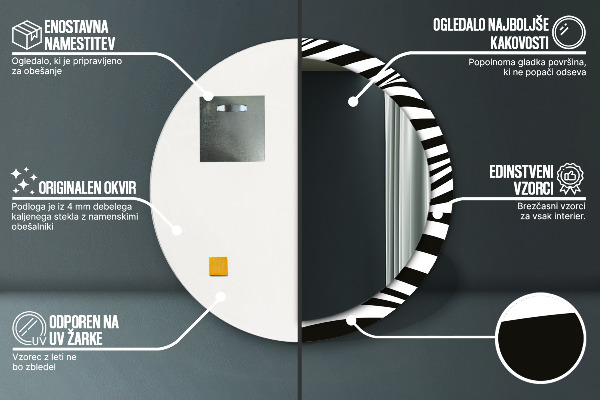 Runder spiegel mit dekoration Abstrakte Welle