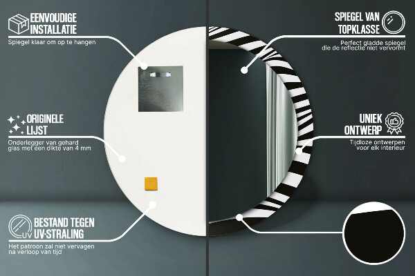 Runder spiegel mit dekoration Abstrakte Welle