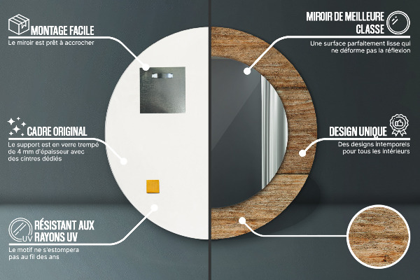Runder spiegel mit dekoration Altes Holz