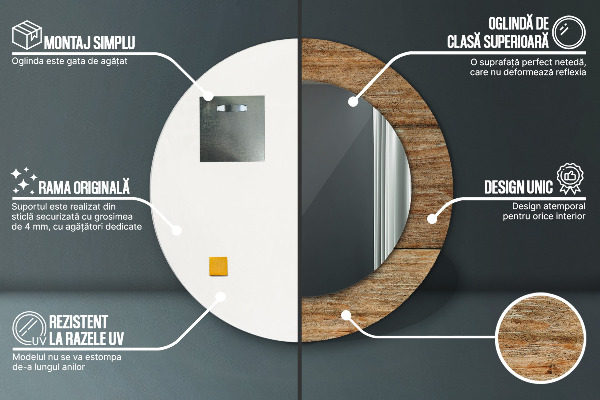 Runder spiegel mit dekoration Altes Holz