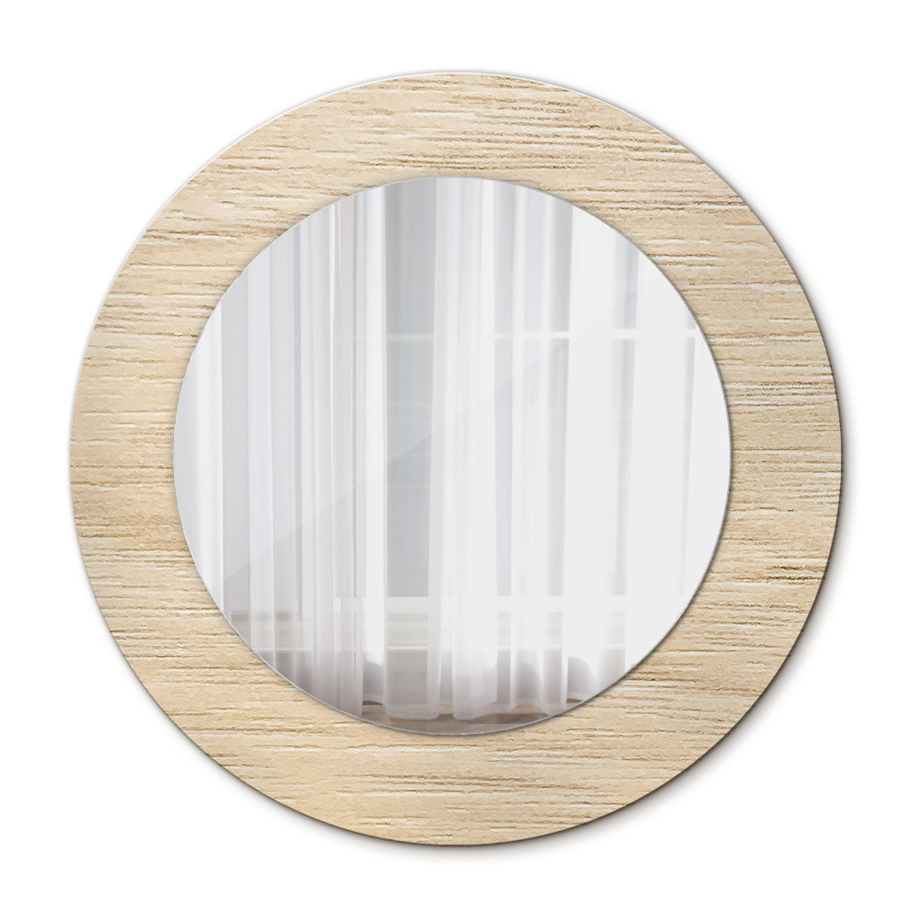 Runder spiegel mit dekoration Helles Holz