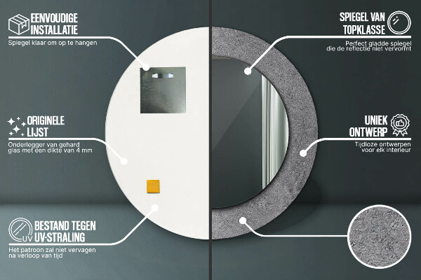 Runder spiegel mit dekoration Konkrete Textur