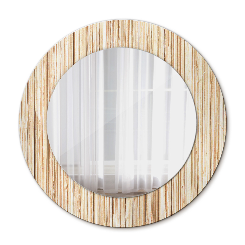 Runder spiegel bedrucktem rahmen Bambusstroh