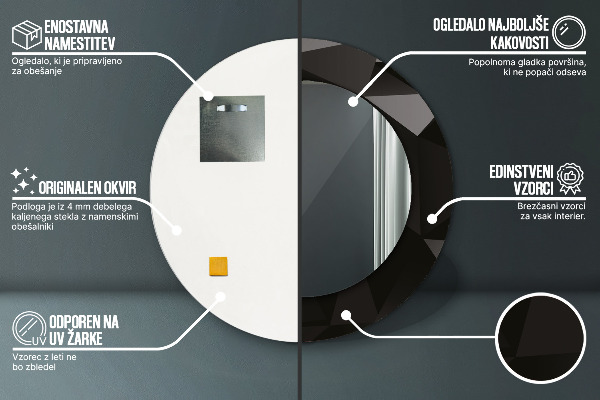 Runder spiegel bedrucktem rahmen Zusammenfassung Schwarz