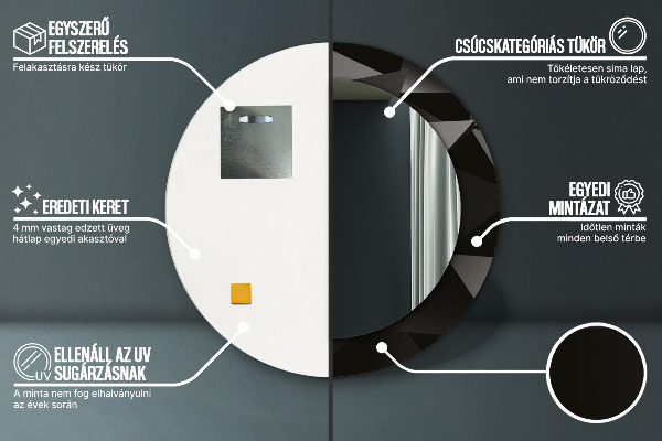 Runder spiegel bedrucktem rahmen Zusammenfassung Schwarz