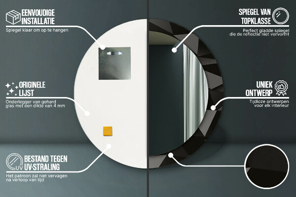 Runder spiegel bedrucktem rahmen Zusammenfassung Schwarz