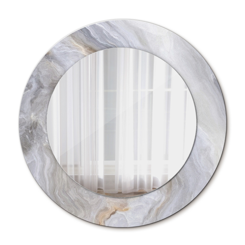 Runder spiegel bedrucktem rahmen Abstrakter Marmor
