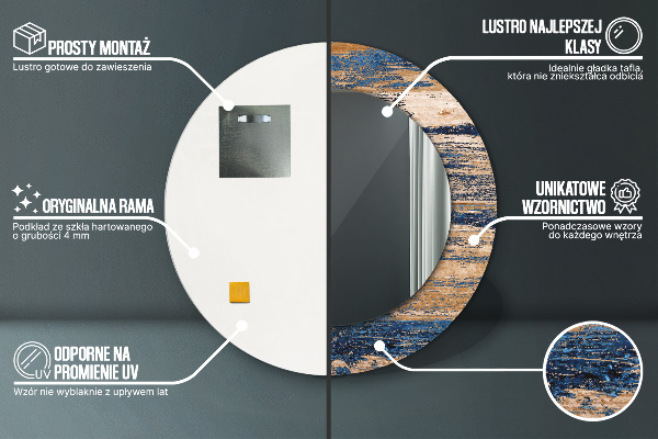 Runder spiegel bedrucktem rahmen Zusammenfassung Holz