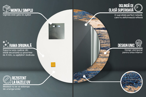 Runder spiegel bedrucktem rahmen Zusammenfassung Holz