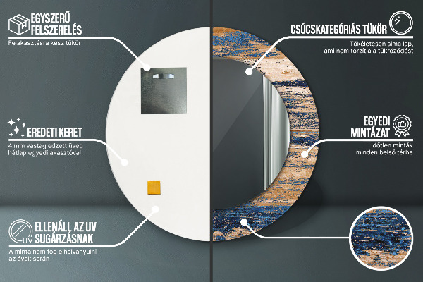 Runder spiegel bedrucktem rahmen Zusammenfassung Holz