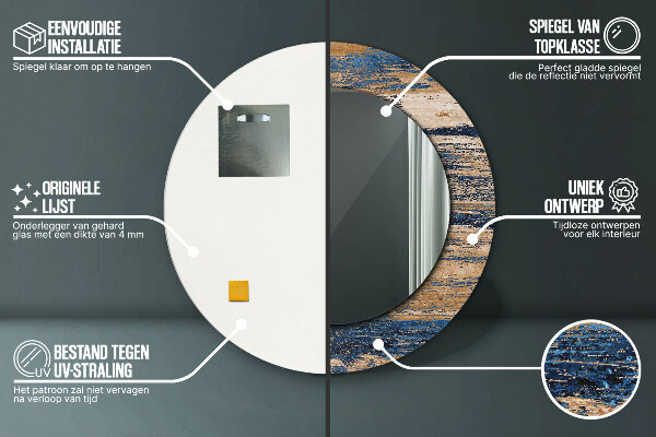 Runder spiegel bedrucktem rahmen Zusammenfassung Holz