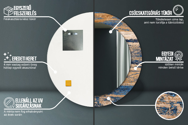 Runder spiegel bedrucktem rahmen Zusammenfassung Holz