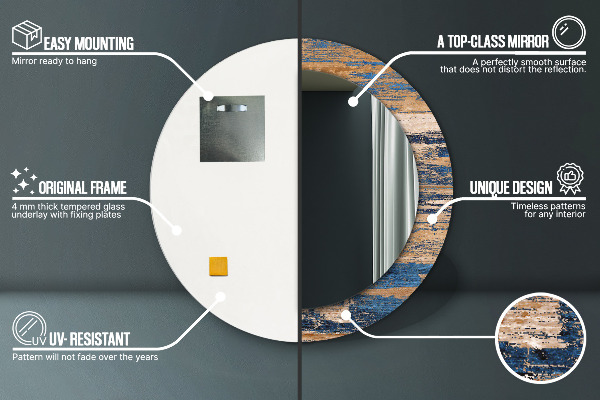 Runder spiegel bedrucktem rahmen Zusammenfassung Holz