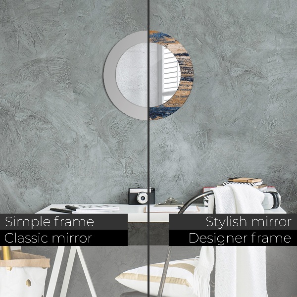 Runder spiegel bedrucktem rahmen Zusammenfassung Holz