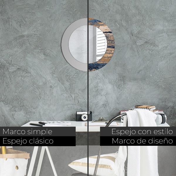 Runder spiegel bedrucktem rahmen Zusammenfassung Holz