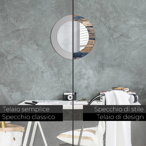 Runder spiegel bedrucktem rahmen Zusammenfassung Holz